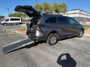 Grey Toyota Sienna with Driverge Rear Entry Manual Fold Out conversion