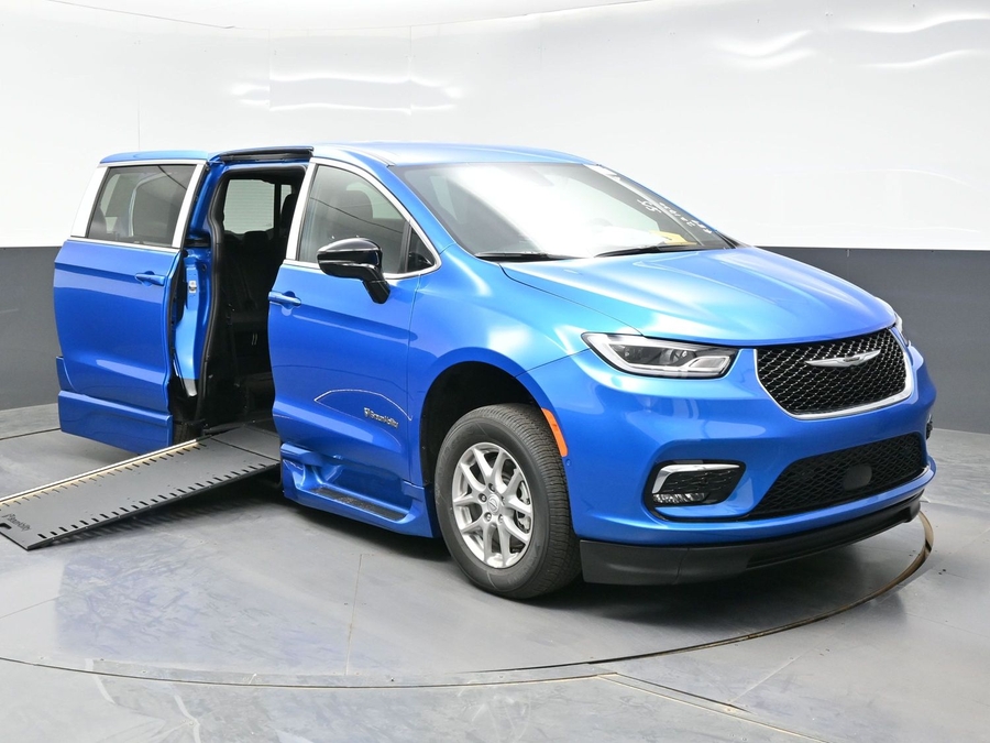 Blue Chrysler Pacifica with BraunAbility Side Entry Automatic In Floor conversion