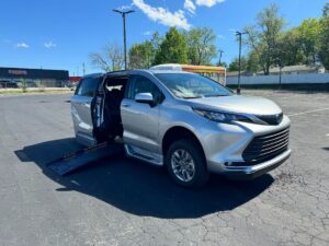 Silver Toyota Sienna with BraunAbility Side Entry Automatic Fold Out conversion