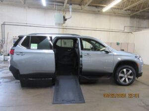 Grey Chevrolet Traverse with BraunAbility Side Entry Automatic In Floor conversion