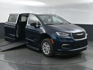 Blue Chrysler Pacifica with BraunAbility Side Entry Automatic In Floor conversion