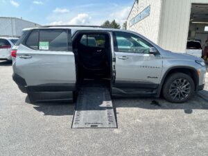 Grey Chevrolet Traverse with BraunAbility Side Entry Automatic In Floor conversion