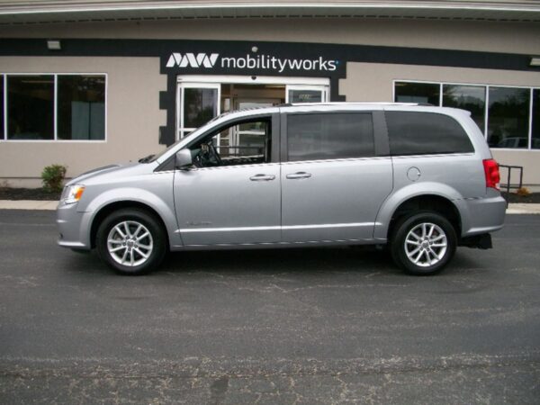 Silver Dodge Grand Caravan with BraunAbility Rear Entry Manual Fold Out conversion