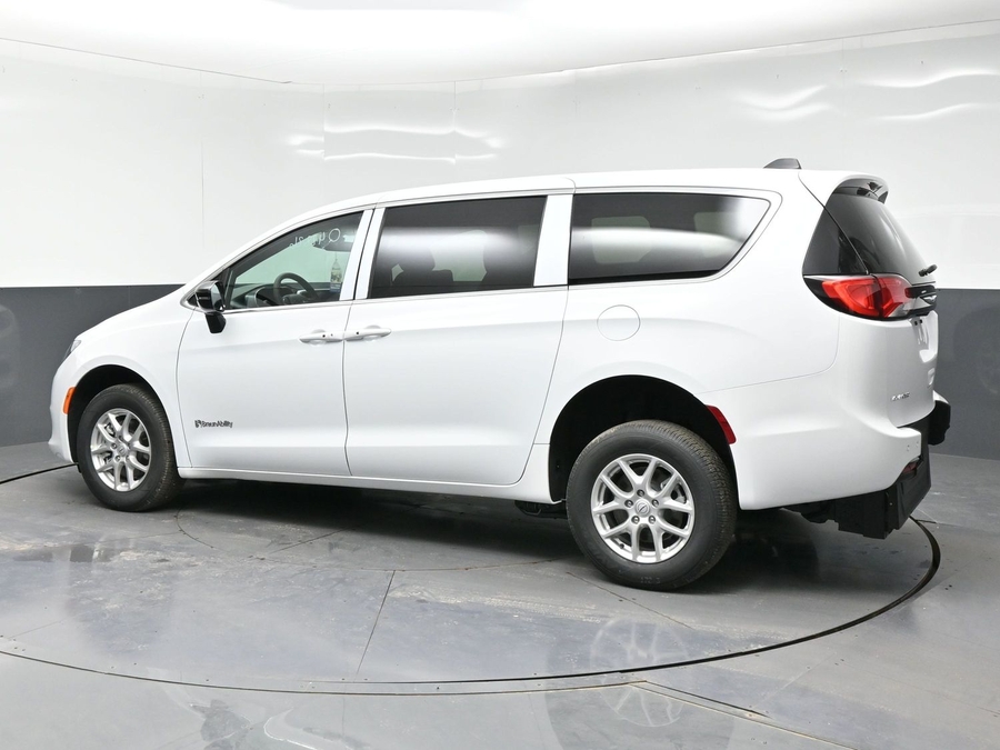 White Chrysler Voyager with BraunAbility Rear Entry Manual Fold Out conversion