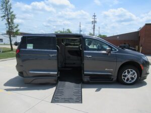 Grey Chrysler Pacifica with BraunAbility Side Entry Automatic Fold Out conversion