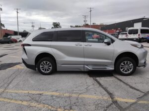Silver Toyota Sienna with BraunAbility Side Entry Automatic Fold Out conversion