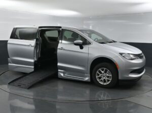 Silver Chrysler Voyager with BraunAbility Side Entry Automatic Fold Out conversion