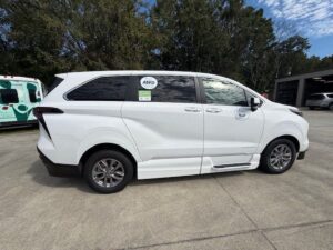 White Toyota Sienna with Vantage Mobility Side Entry Manual Fold Out conversion