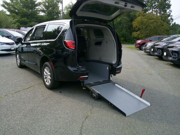 Black Chrysler Pacifica with Driverge Rear Entry Manual Fold Out conversion