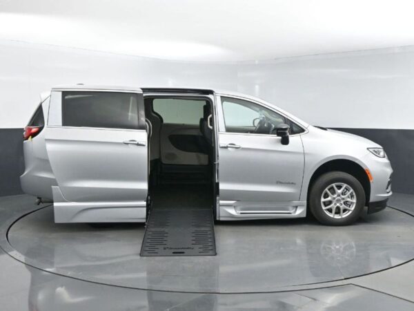 Silver Chrysler Pacifica with BraunAbility Side Entry Automatic Fold Out conversion