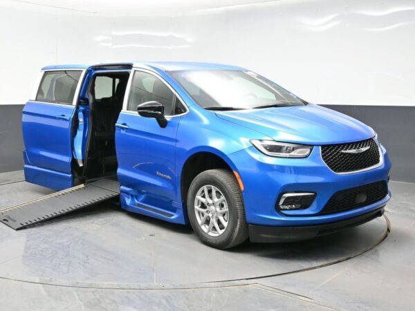 Blue Chrysler Pacifica with BraunAbility Side Entry Automatic In Floor conversion