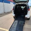 White Chrysler Voyager with BraunAbility Rear Entry Manual Fold Out conversion