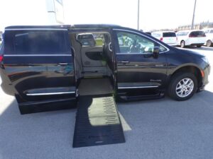 Black Chrysler Pacifica with BraunAbility Side Entry Automatic Fold Out conversion