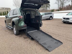 Green Toyota Sienna with Vantage Mobility Rear Entry Manual Fold Out conversion