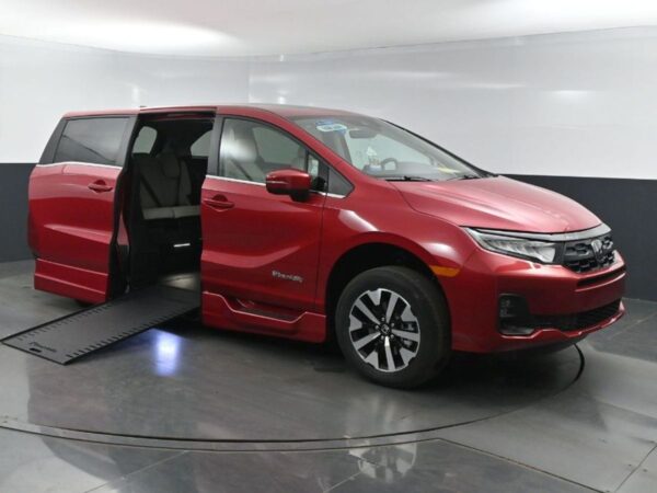 Red Honda Odyssey with BraunAbility Side Entry Automatic In Floor conversion