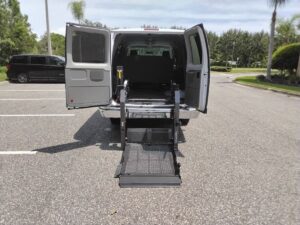 White Ford Econoline with Other Rear Entry Automatic Fold Out conversion