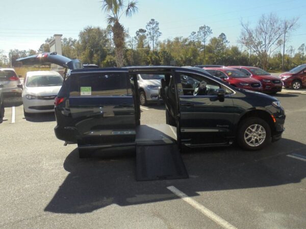 Blue Chrysler Pacifica with BraunAbility Side Entry Automatic In Floor conversion