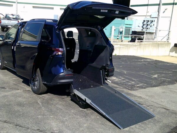 Blue Toyota Sienna with Driverge Rear Entry Manual Fold Out conversion
