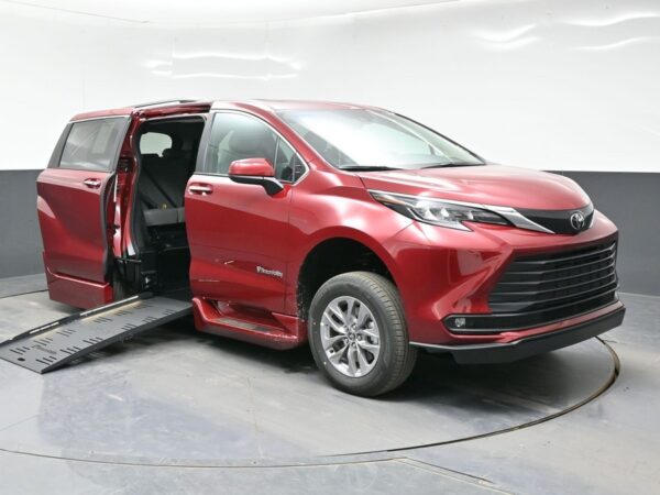 Red Toyota Sienna with BraunAbility Side Entry Automatic Fold Out conversion