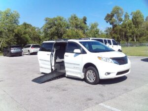 White Toyota Sienna with Eldorado Side Entry Automatic Fold Out conversion