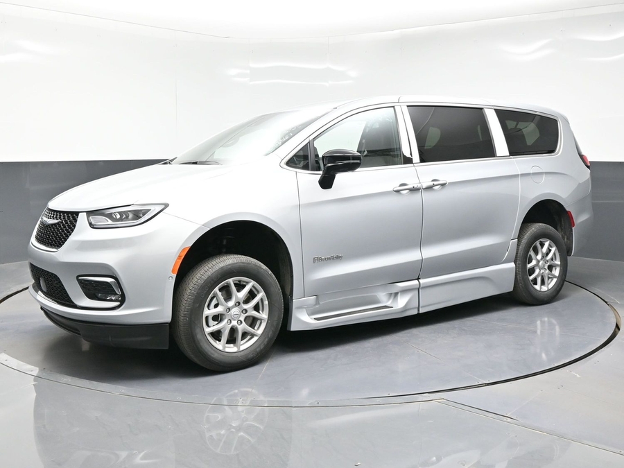 Silver Chrysler Pacifica with BraunAbility Side Entry Automatic Fold Out conversion