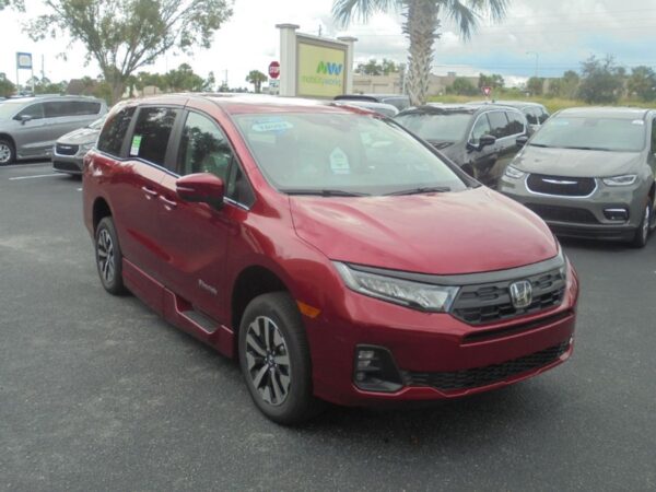 Red Honda Odyssey with BraunAbility Side Entry Automatic In Floor conversion