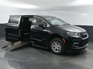 Black Chrysler Pacifica with BraunAbility Side Entry Automatic Fold Out conversion