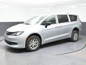 Silver Chrysler Voyager with BraunAbility Rear Entry Manual Fold Out conversion