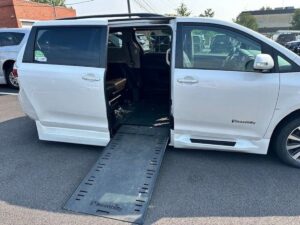 White Toyota Sienna with BraunAbility Side Entry Automatic In Floor conversion