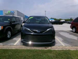 Black Toyota Sienna with Driverge Rear Entry Manual Fold Out conversion