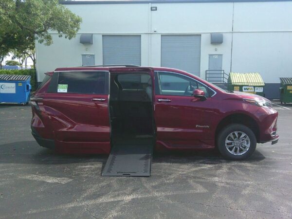 Red Toyota Sienna with BraunAbility Side Entry Automatic In Floor conversion