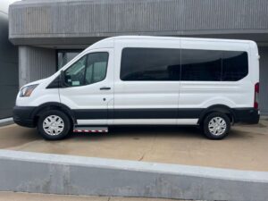 White Ford Transit with Driverge Rear Entry Automatic Fold Out conversion