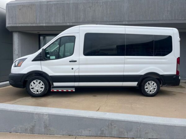 White Ford Transit with Driverge Rear Entry Automatic Fold Out conversion