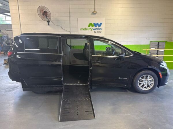 Black Chrysler Pacifica with Driverge Side Entry Automatic Fold Out conversion