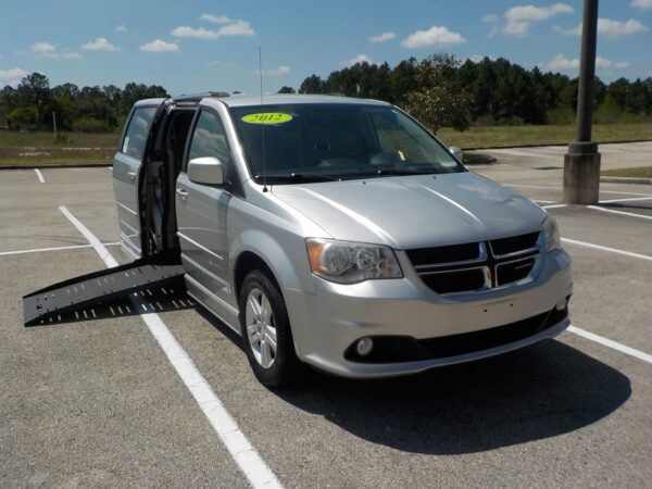Silver Dodge Grand Caravan with BraunAbility Side Entry Automatic Fold Out conversion
