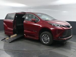 Red Toyota Sienna with BraunAbility Side Entry Automatic Fold Out conversion
