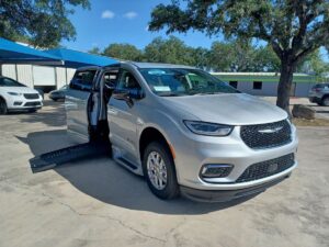 Silver Chrysler Pacifica with BraunAbility Side Entry Automatic Fold Out conversion