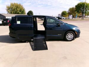 Blue Chrysler Pacifica with Driverge Side Entry Automatic Fold Out conversion