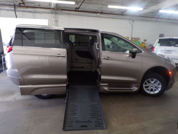 Silver Chrysler Pacifica with BraunAbility Side Entry Automatic Fold Out conversion