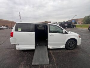 White Dodge Grand Caravan with Vantage Mobility Side Entry Automatic In Floor conversion