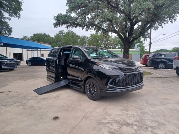 Black Toyota Sienna with Vantage Mobility Side Entry Automatic In Floor conversion