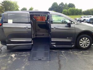 Grey Chrysler Pacifica with BraunAbility Side Entry Automatic Fold Out conversion