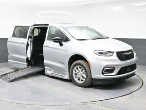 Silver Chrysler Pacifica with BraunAbility Side Entry Automatic Fold Out conversion