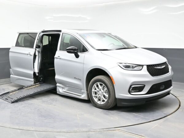 Silver Chrysler Pacifica with BraunAbility Side Entry Automatic Fold Out conversion