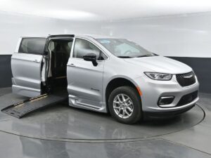 Silver Chrysler Pacifica with BraunAbility Side Entry Automatic Fold Out conversion