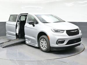 Silver Chrysler Pacifica with BraunAbility Side Entry Automatic Fold Out conversion