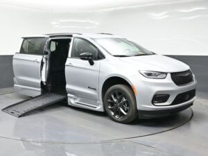 Silver Chrysler Pacifica with BraunAbility Side Entry Automatic Fold Out conversion
