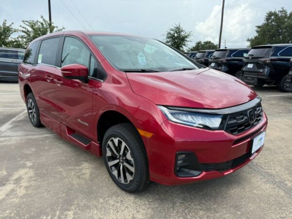 Red Honda Odyssey with BraunAbility Side Entry Automatic In Floor conversion
