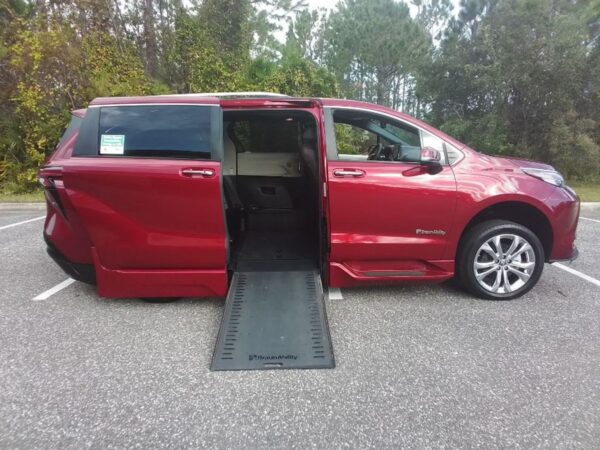 Red Toyota Sienna with BraunAbility Side Entry Automatic In Floor conversion