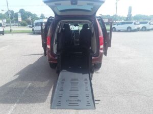 Red Dodge Grand Caravan with BraunAbility Rear Entry Manual Fold Out conversion